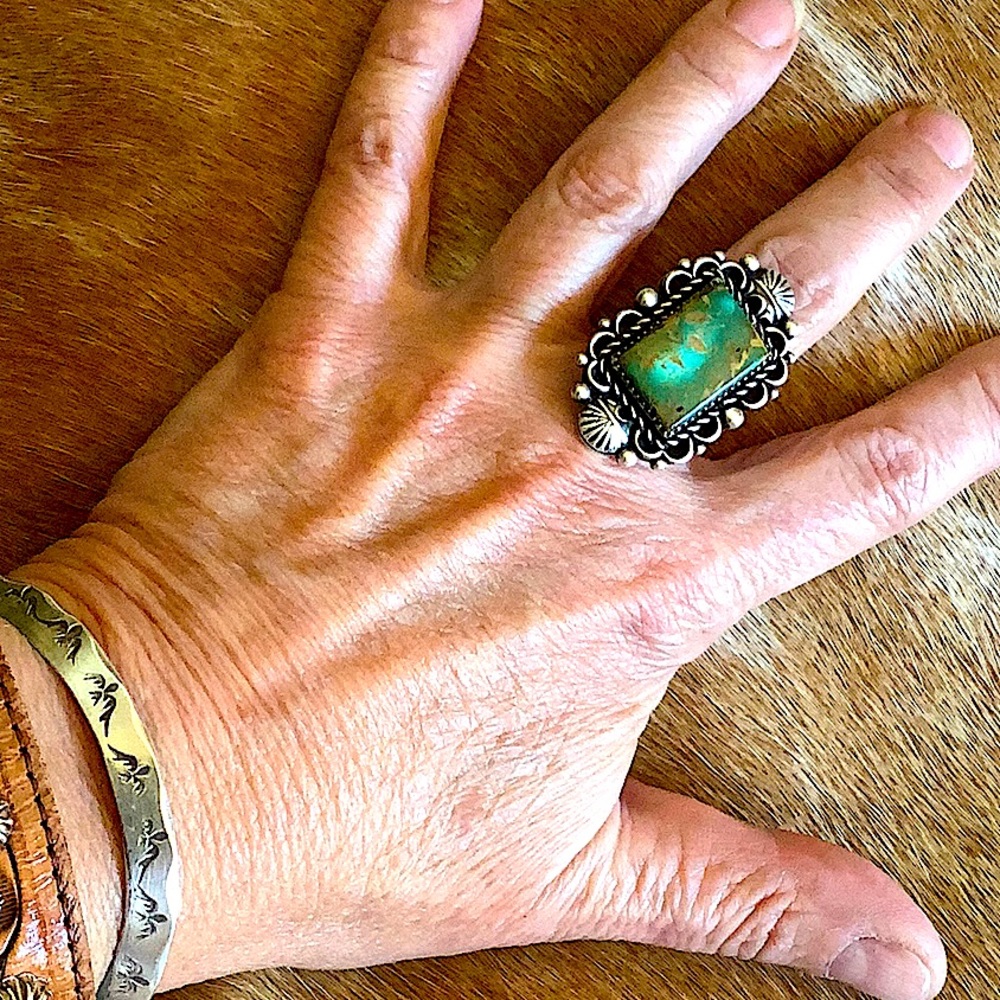 Vintage sterling/ turquoise ring, 7.5